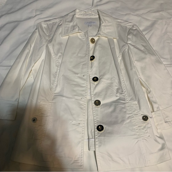 Charter Club Petite. White Jacket with Gold Button Detail. Size Petite Small. - Picture 7 of 14